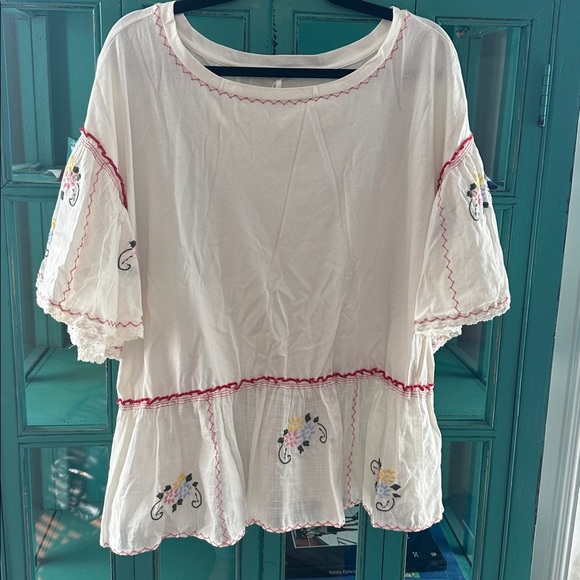 Anthropologie Embroidered Puff Sleeve Top EUC - Picture 4 of 9
